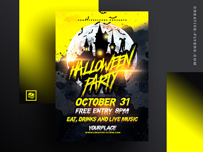 Halloween flyer template advertising black and yellow creative design flyer templates graphic design graphics halloween halloween bash halloween design halloween party haunted house party flyer photoshop psd posters print printable psd flyer