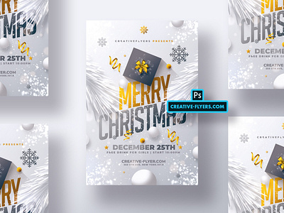 Christmas Flyer Template christmas christmas card christmas flyer christmas gift christmas party flyer flyer templates graphic design invitations invites new year newyyear nye party flyer photoshop psd psd flyer white card
