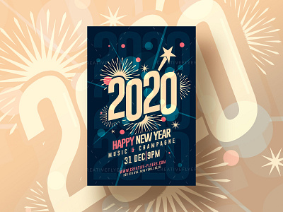 Happy New year Flyer Template adobe photoshop cards flyer templates graphic design happy invitation invites music new year new year party new years newyear newyears nye 2020 photoshop psd flyer