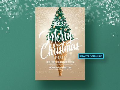 Merry Christmas Flyer PSD christmas balls christmas party christmas tree cone design flyer templates graphic design graphics invitations invites merry christmas party flyer photoshop poster psd psd flyer snow snow flakes winter xmas