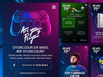 Sony Playstation Are You Player burak canpolat deisgn game mobile playstation quiz sony web ıllustration