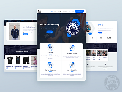 SoCal Powerlifting - Home Page UI active apparel blue ecommerce fitness light modern retail ui web design webflow weightlifting