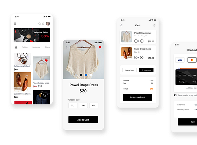 Trendy E-COMMERCE APP app design ui ux vector