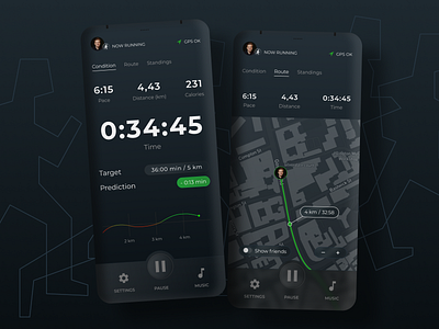 Running App app design figma iphone mobile run running screen ui ux