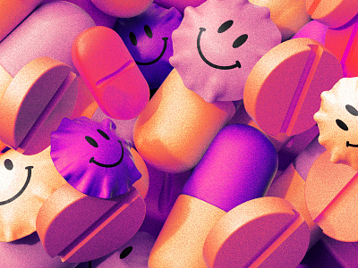 Pills pills pills! 3d acid c4d drugs editorial illustration pills virus