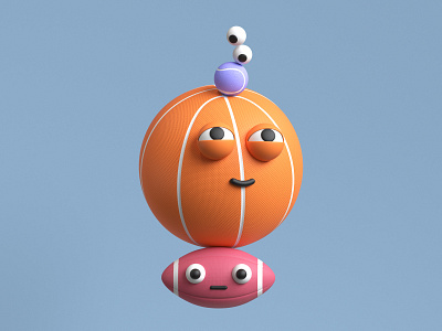 Friends 3d basketball c4d cinema4d eyes friends friendship illustration mograph redshift3d render rugby