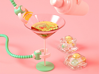 Futuristic cocktail c4d cinema4d cocktail render