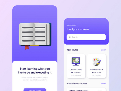 Education App Concept 3d achievment calculus course design education graphic design illustration ui vector