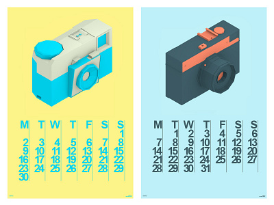 mnml clndr calendar cameras colorful kodak low minimal minox oldschool photo poly smena zenit