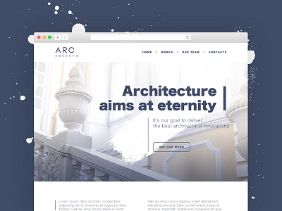 ARC architecture blue brush design header house landing page slider web white