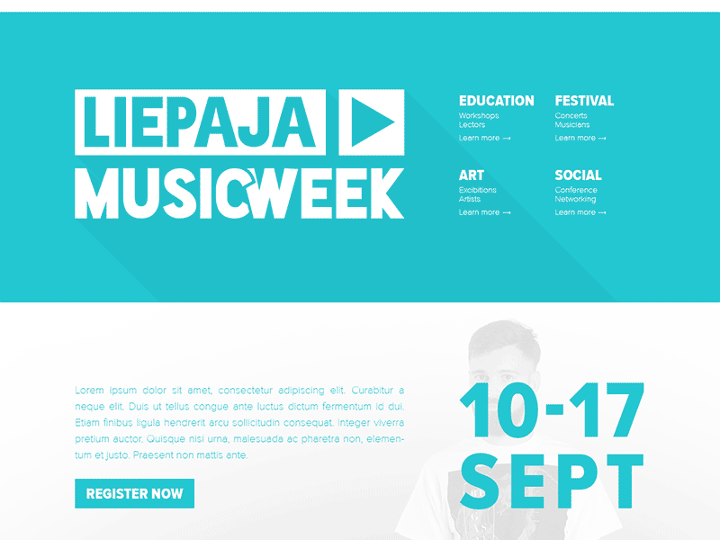LiepajaMusicWeek #dailyUI #003 color festival flat landing liepaja logo music page two week