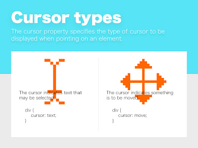 Cursor types css cursor design html types web