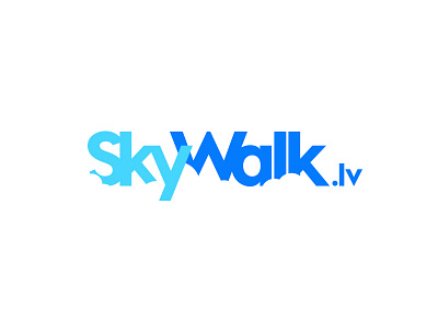 SkyWalk logo blue cloud concept fly logo minimal sky summer walk