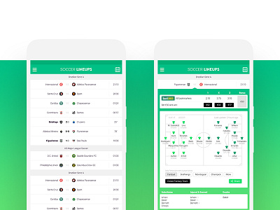 Soccer Lineups app design android app design green player soccer sport ui ux