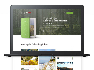 Latvia's nature treasures book design landing nature page photography product web