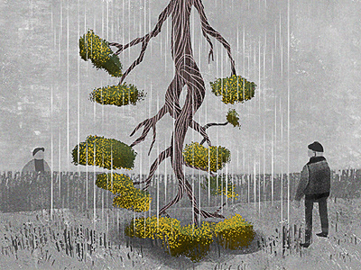 Danza de la lluvia / Rain dance danze digital grey illustration ilustración rain surreal surrealism texturas textures tree