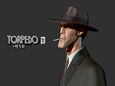 Torpedo de Jordi Bernet 3d bust character comic digital gangster mob sculpt zbrush