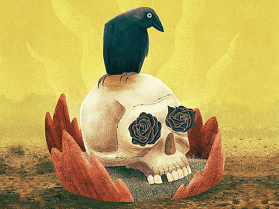 Roseskull art black crow digital digital art illustration ilustración poster rose skull textures