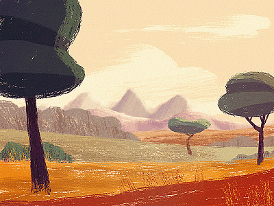 Brush test background brush cartoon digital art illustration ilustración landscape mountain test textures trees