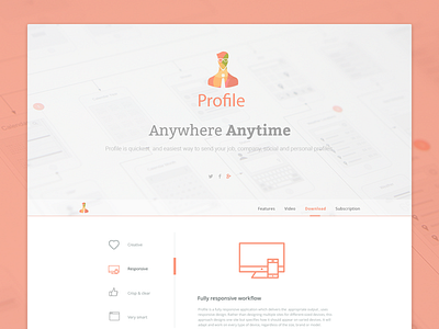 Profile App Landing Page app concept orange profile ui