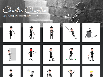 A tribute to Charlie Chaplin - Character Design blackwhite character charlie chaplin comedy illustration laughter
