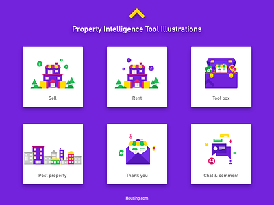 Property Intelligence Tool Illustrations chat home houses housing property rent sell tool