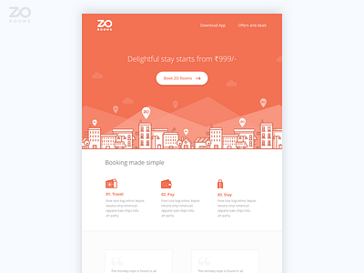 Zo Welcome HTML Email booking design email hotel html illustration orange testimonials ui web zo rooms
