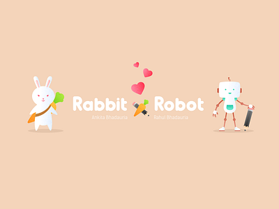 Rabbit and Robot carrot design love pencil rabbit robot sketch illustration valentine