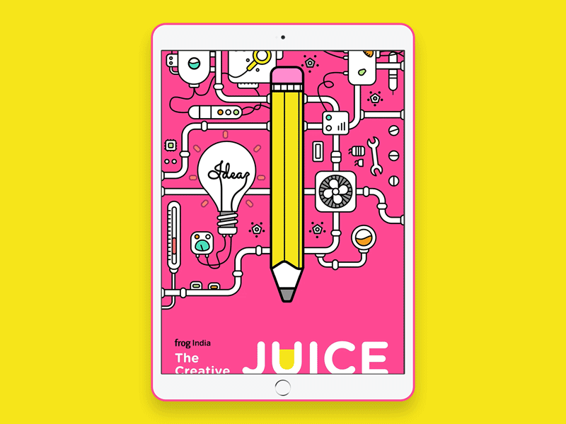 Creative Juice book cover creative juice designfirm frog ideas ideation india pencil prototyping research ui ux