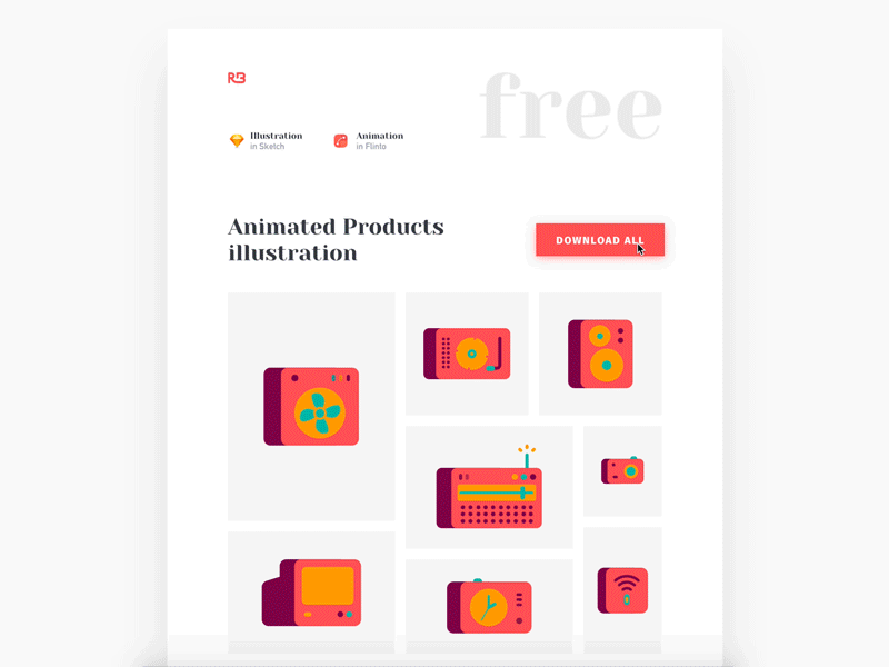 Products Illustration, Animation and UI Freebie