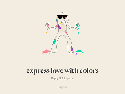 Happy Holi colors festival frog frogindia holi holihai illustration india love