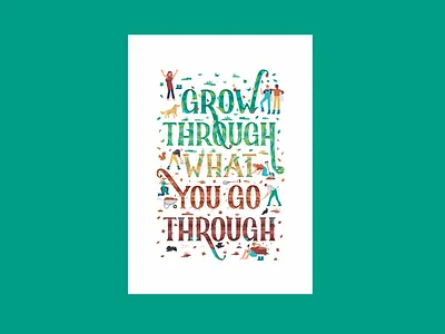 🍃 Grow through what you go through 🍂 bee crow design dog illustration illustrator leaf leaves mentalhealth nature nature illustration poster quote snail squirrel type typeography wellness