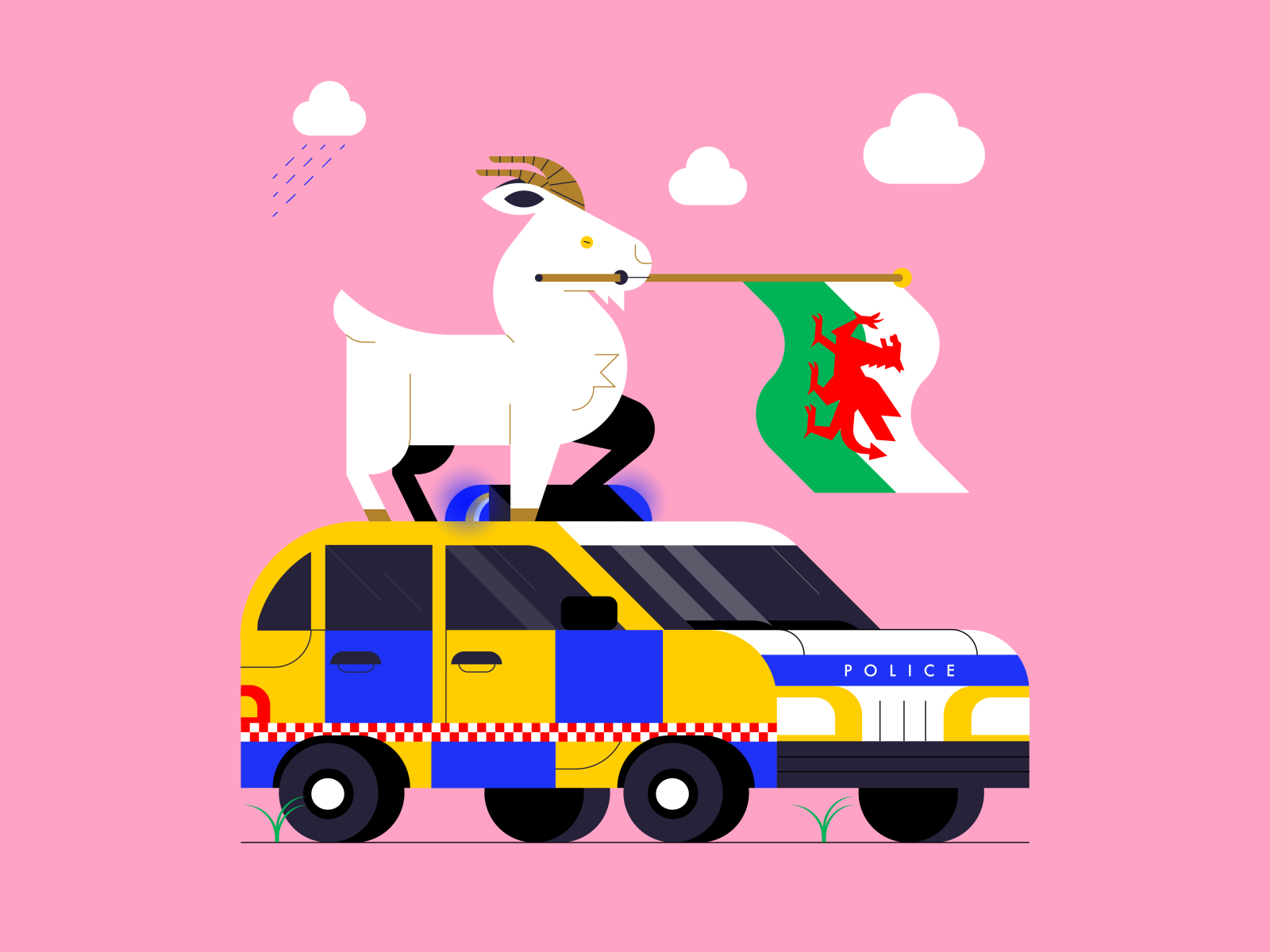 The Welsh Goats design illustration illustrator line line icon police vector wales