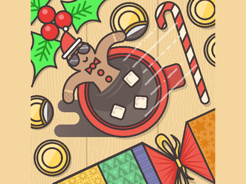 Shape Christmas 2015 advent calendar chocolate christmas cracker gingerbread man hot chocolate line line illustration made by shape mistletoe shape christmas xmas