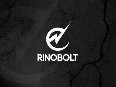 Rinobolt black bolt brand lightning logo rhino rino symbol white