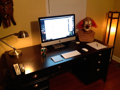 Where the Magic Happens clown desk workspace