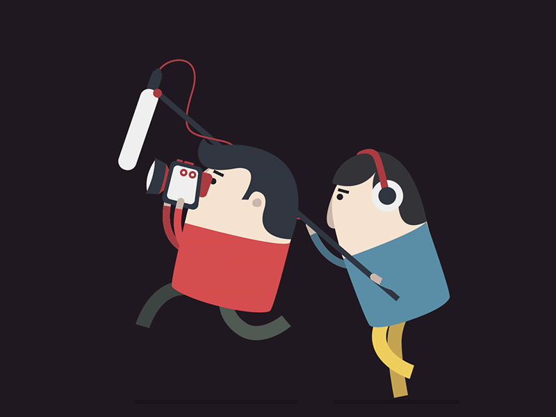 Rentaphoto | Scene gif character cameraman camera microphone run 2d animation after effect flat hanashi motion graphic rental