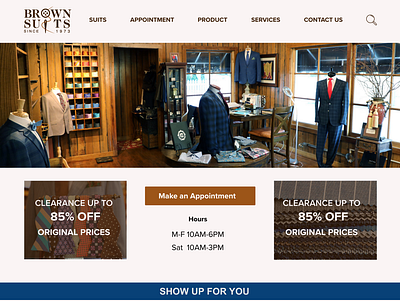 Brown Suits Website branding custimsuit design logo product design suit ui uid ux uxd webdesign website