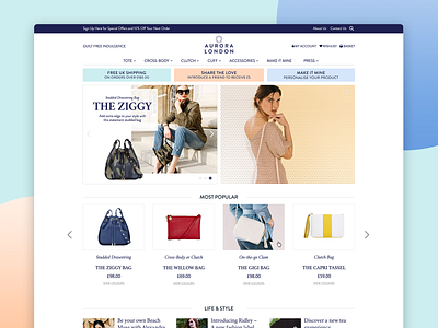 Aurora London Ecommerce Website design ui ux web design