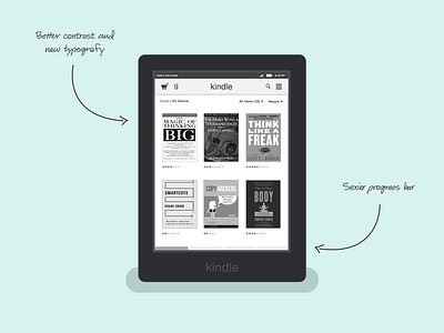 Kindle UI Redesign amazon black and white book books feedback kindle mockup redesign