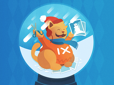 imgix holiday card illustration blue cat globe holidays illustration illustrator kitten orange scarf snow texture vector