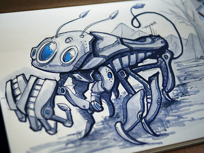 Trilo-bot Robot Sketch illustration marker rendering robot sketch sketchbook