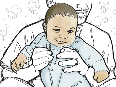 Ali and his baby baby illustration portrait vector