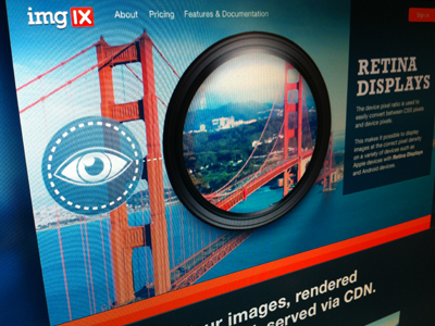 Working on new Imgix site. comp mockup image imgix loupe retina website
