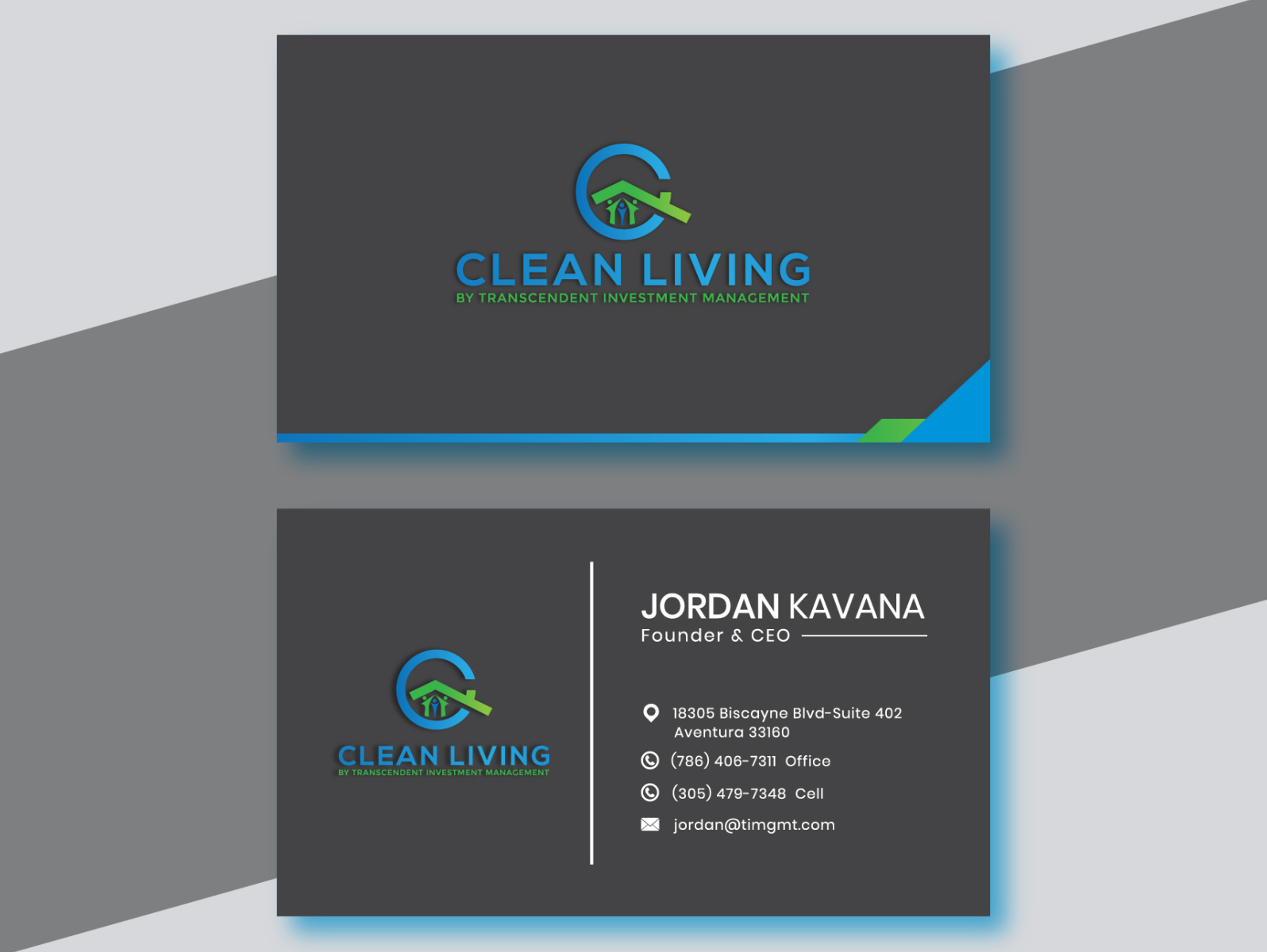 Design contest-winning Clean Living business card by Akhtarr on Dribbble