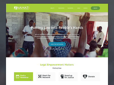 Namati landing page