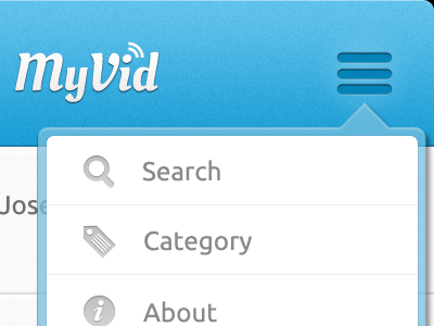 MyVid app (popup menu) blog menu mobile myvid ui design video