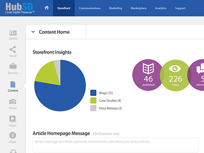 Content Home analytics content home insights menu navigation pie chart