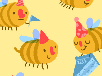 Birthday Bee Wrapping Sheets bees birthday illustration patterns