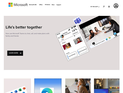 Microsoft Website design landing page microsoft website